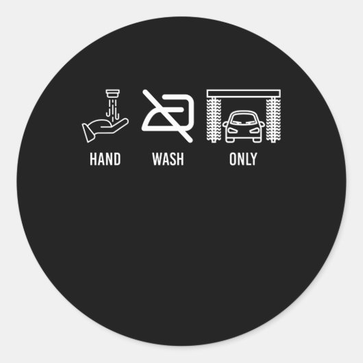 Alleen automatisch handmatig wassen, alleen handma ronde sticker (Voorkant)