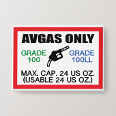 alleen AVGAS/100LL-brandstof Button (Voorkant)