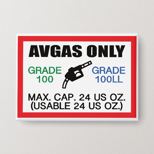 alleen AVGAS/100LL-brandstof Button (Voorkant)