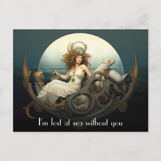 Alleen bij Zee surrealistisch schilderen Briefkaart (Voorkant)