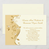 Alleen Bleek Goud en  Gouden Bloemen Receptie Kaart (Voorkant / Achterkant)