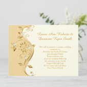 Alleen Bleek Goud en  Gouden Bloemen Receptie Kaart (Staand voorkant)