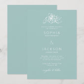 Alleen Bloom Zee-schuimgroene bruiloft Kaart (Voorkant / Achterkant)