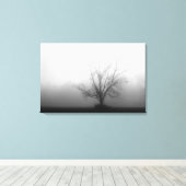 Alleen - boom in de ochtend mist Verpakt Canvas Afdruk (Insitu (Houten vloer))