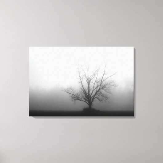 Alleen - boom in de ochtend mist Verpakt Canvas Afdruk (Voorkant)