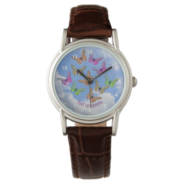 Alleen Butterflies gepersonaliseerd Horloge (Voorkant)