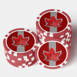 Alleen Canadese Rode Esdoornhouten blad op koolsto Poker Chips