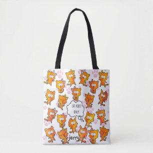 "Alleen Cat Vibes" Schattige ontwerp met naamoptie Tote Bag