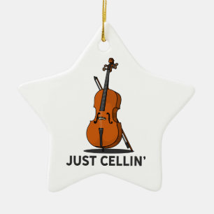 Alleen Cellin Cellist Uitvoering Muziek Cello Keramisch Ornament