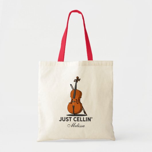 Alleen Cellin Cello Musician Custom Name Script Tote Bag (Voorkant)