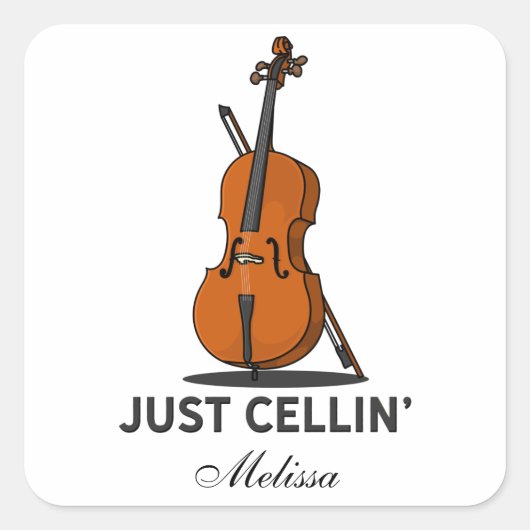 Alleen Cellin Cello Musician Custom Vierkante Sticker (Voorkant)