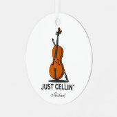 Alleen Cellist Muziek gepersonaliseerd Metalen Ornament (Voorkant links)