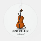Alleen Cellist Muziek gepersonaliseerd Metalen Ornament (Achterkant)