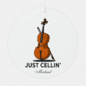 Alleen Cellist Muziek gepersonaliseerd Metalen Ornament (Voorkant)
