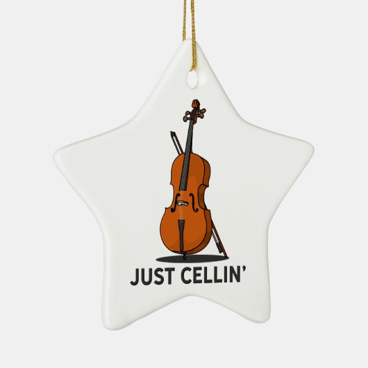 Alleen Cellist Performance Music Cello Keramisch Ornament (Rechts)