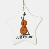 Alleen Cellist Performance Music Cello Keramisch Ornament (Links)