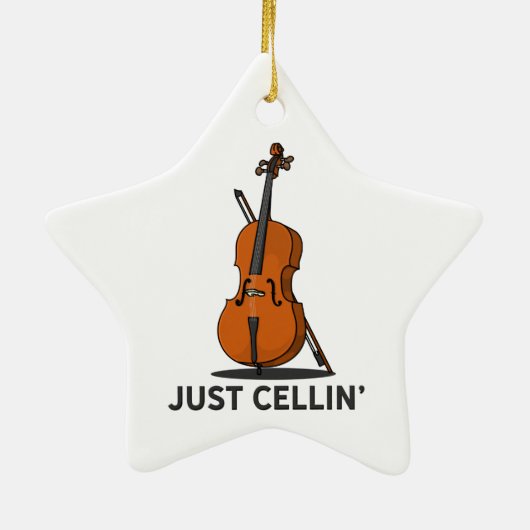 Alleen Cellist Performance Music Cello Keramisch Ornament (Achterkant)