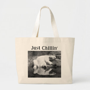 Alleen Chillin' canvas tas. Polair beer leven. Grote Tote Bag