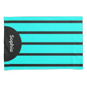 ALLEEN COLOR STRIPES - turquoise + uw rug. Kussensloop (Voorkant-Rechts)