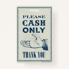 Alleen contant geld, afkorting (klein) badge