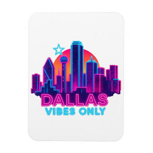 Alleen Dallas-sfeer – Neon Skyline 1980s Synthwave Magneet