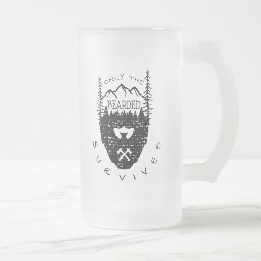 Alleen De Baardige Overleeft Matglas Bierpul (Rechts)