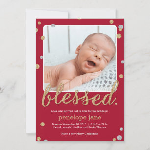 Alleen de 'Bless Birth Announcement'-vakantiekaart Feestdagenkaart