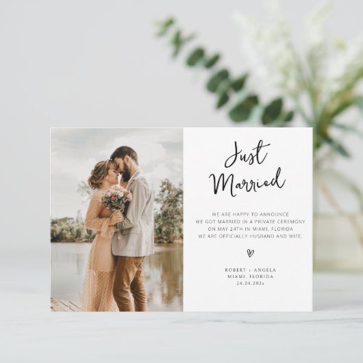 alleen de huwelijksfoto van het getrouwde script t bedankkaart (Staand voorkant)