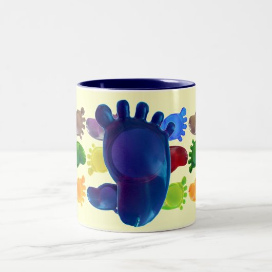 Alleen de rechtervoet tweekleurige koffiemok (Center)