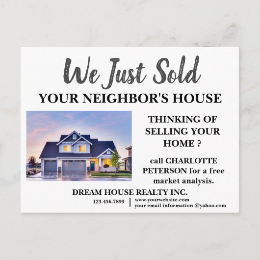 Alleen de verkoop van onroerend-goedmarketing briefkaart (Voorkant)