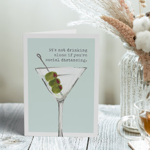 Alleen Drinken Grappige Sociale Afstands Groet Kaart