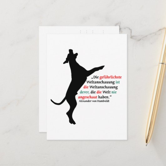 Alleen Duits: Dog met citaat Briefkaart (Voorkant / Achterkant in situ)
