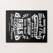 Alleen echte meisjes worden Softball Player T Shir Legpuzzel (Horizontaal)