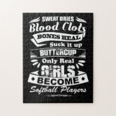 Alleen echte meisjes worden Softball Player T Shir Legpuzzel (Verticaal)