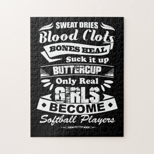 Alleen echte meisjes worden Softball Player T Shir Legpuzzel (Verticaal)