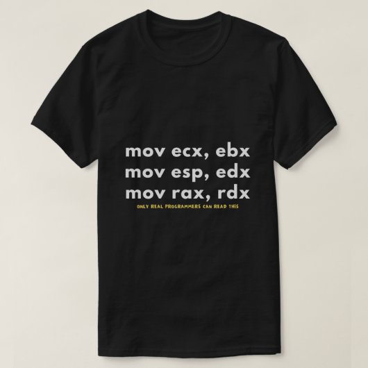 Alleen echte programmeurs kunnen deze code lezen t-shirt (Design voorkant)
