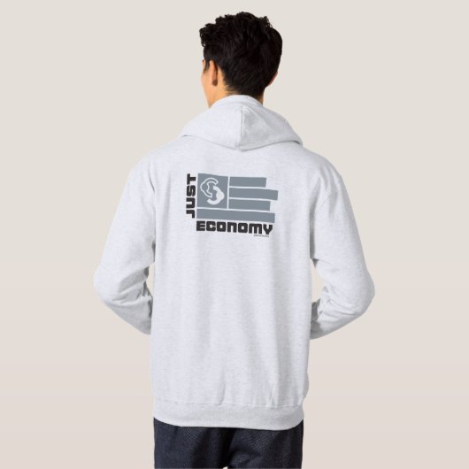 Alleen economy Hoodie met dubbelzijdig - grijs (Achterkant volledig)