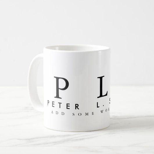 alleen een eenvoudig wit (met naam en initialen) koffiemok (Voorkant links)