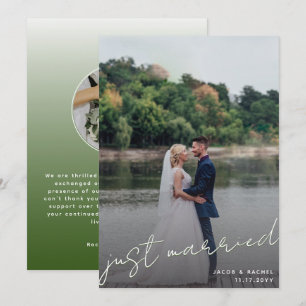 Alleen een gehuwd script overlay Green Photo Wedde Aankondiging