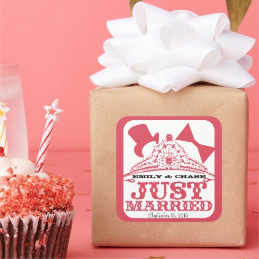 Alleen een gehuwde prinses Bride Tiara Wedding Sti Vierkante Sticker (Feest)