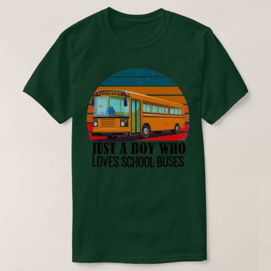 Alleen een jongen die van Buses retro sunset Class T-shirt (Design voorkant)
