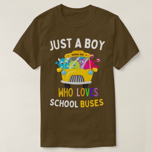Alleen een jongen die van schoolbussen houdt, cade t-shirt (Design voorkant)
