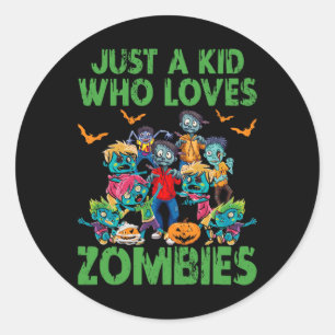 Alleen een Kind die van Zombies Halloween Zombie E Ronde Sticker