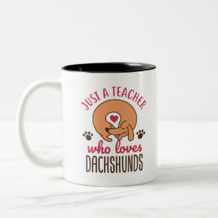 Alleen een leraar die van Dachshunds houdt Doxie L Tweekleurige Koffiemok