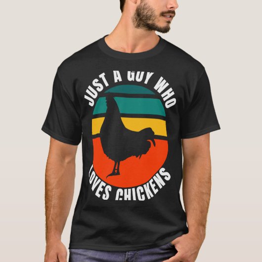 Alleen een man die van Chickens Retro Sunset Poult T-shirt (Voorkant)