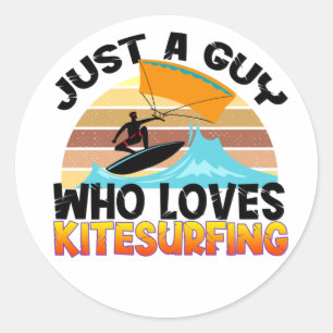 Alleen een man die van de Kitesurfing Water Sports Ronde Sticker