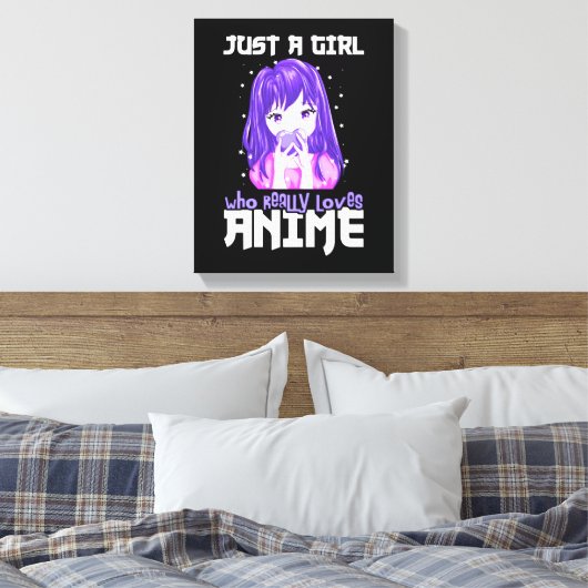 Alleen een meisje dat echt van Anime houdt in Paar Canvas Afdruk (Insitu (Slaapkamer))
