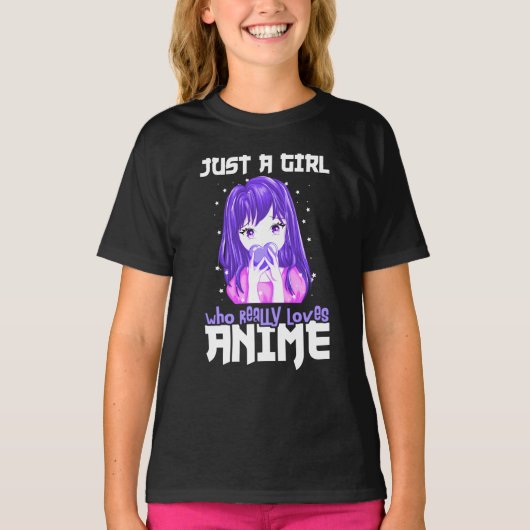 Alleen een meisje dat echt van Anime houdt in Paar T-shirt (Voorkant)