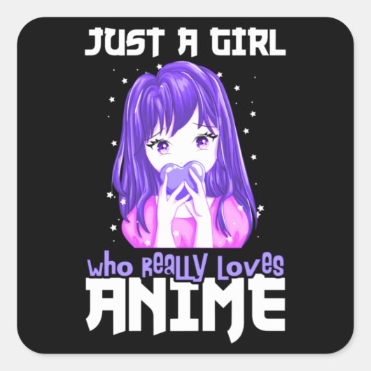 Alleen een meisje dat echt van Anime houdt in Paar Vierkante Sticker (Voorkant)
