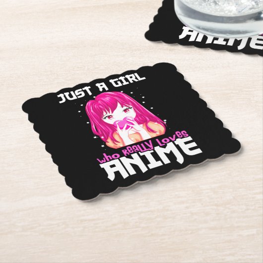 Alleen een meisje dat echt van Anime houdt Kartonnen Onderzetters (Gebogen)